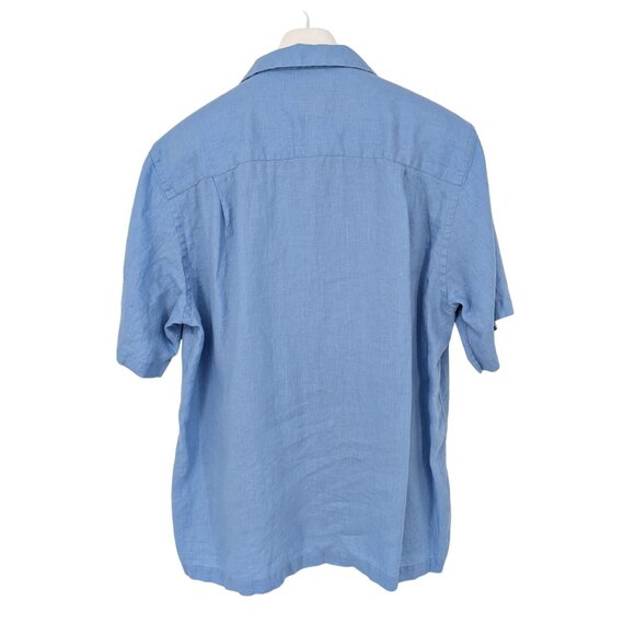 Paul Fredrick Button Up Shirt Men Size L 100% Linen Stripe Coastal Resort Casual - Picture 2 of 8